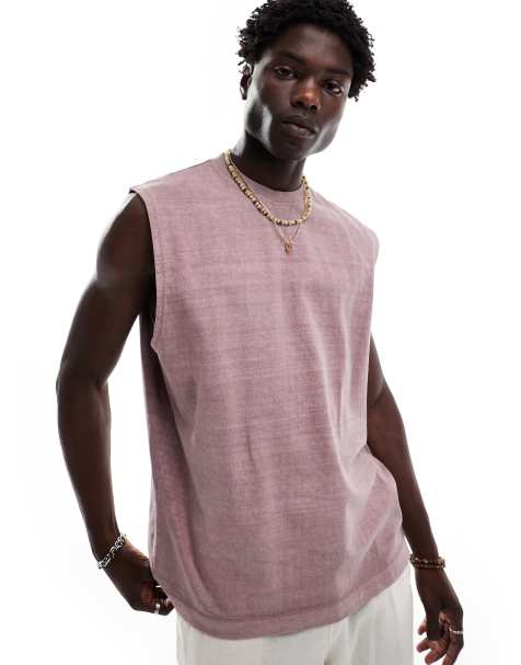 ASOS DESIGN - Pink forvasket, kraftig og oversized tanktop 220 gsm - view 1