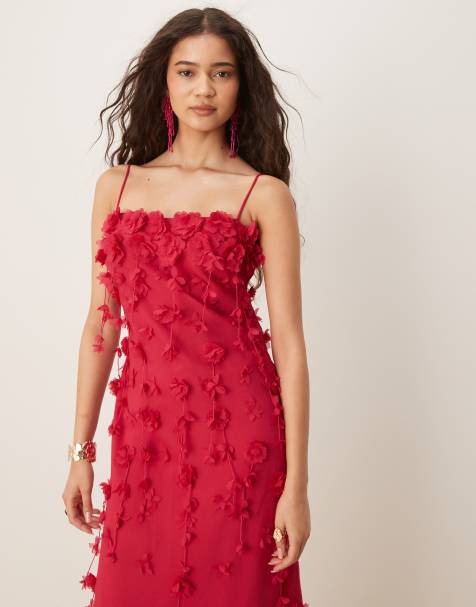ASOS DESIGN - Pink maxikjole med cami-stropper og 3D-blomster - view 1