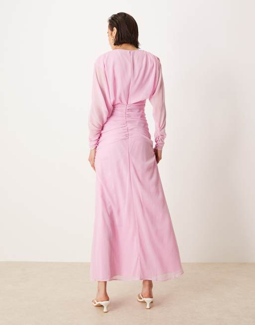 ASOS DESIGN - Pink maxikjole med rynkedetalje, 3 af 4