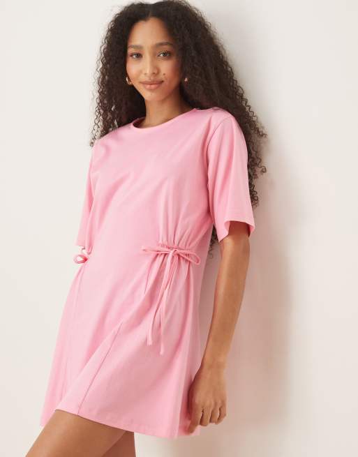 ASOS DESIGN - Pink skjortekjole med bindebånd i siden, 4 af 4