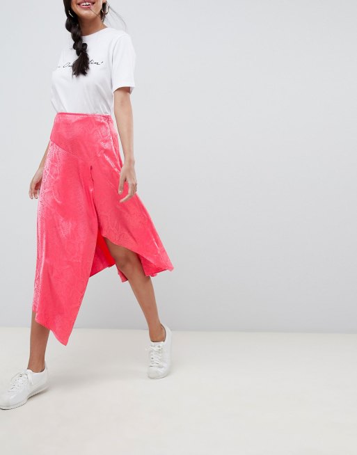 Pink jacquard midi skirt sale