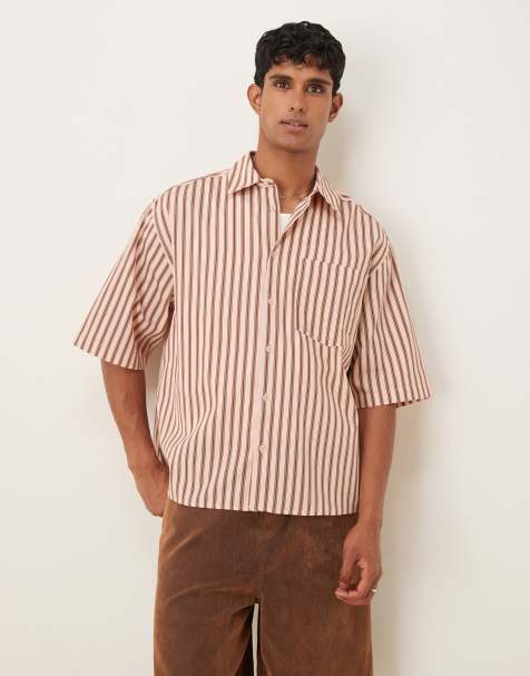 ASOS DESIGN - Pink stribet skjorte med firkantet oversized pasform - view 1