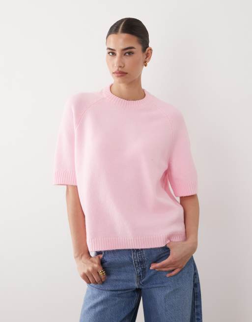 ASOS DESIGN - Pink strikket trøje med halve raglanærmer, 2 af 4