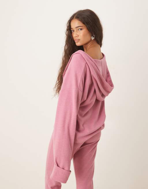 ASOS DESIGN - Pink superblød hættetrøje med opsmøgede ærmer, 3 af 4