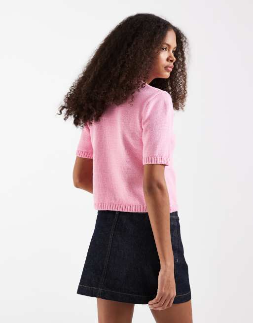 ASOS DESIGN - Pink top i krympet strik, 4 af 4