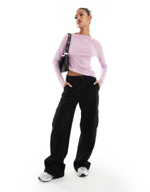 ASOS DESIGN - Pink transparent langærmet top med asymmetrisk kant, 4 af 4