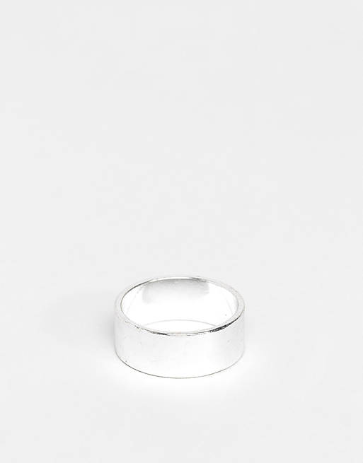 ASOS DESIGN pinky band ring ring in silver tone