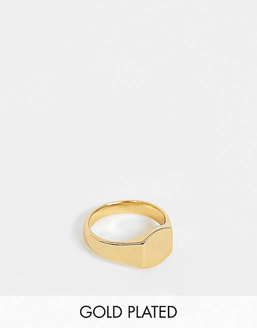 ASOS DESIGN pinky ring with 14k gold plate