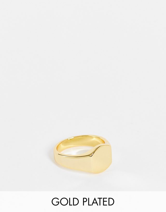 ASOS DESIGN pinky ring with 14k gold plate