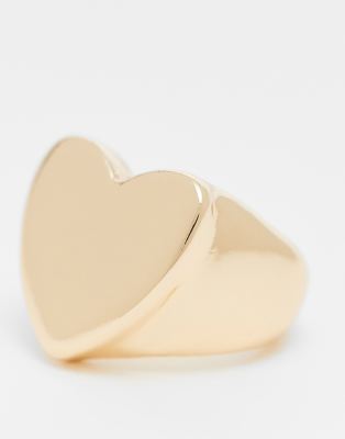 Asos Design Pinky Ring With Puff Heart Detail
