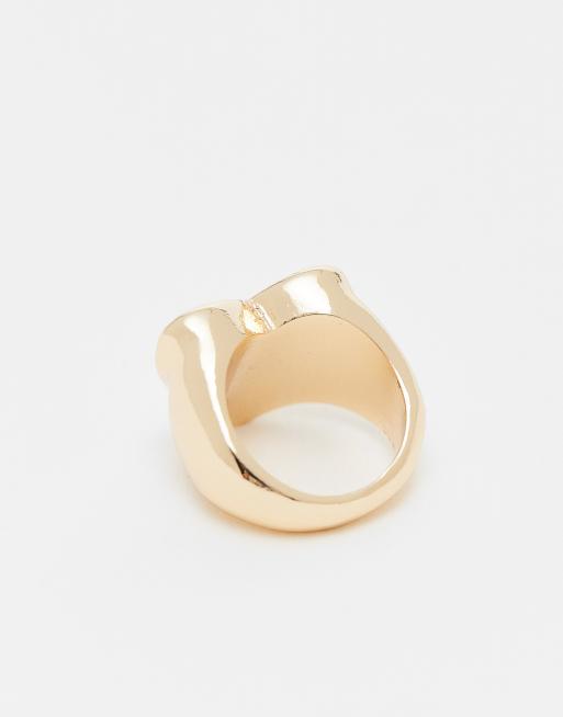 ASOS DESIGN pinky ring with puff heart detail in gold tone