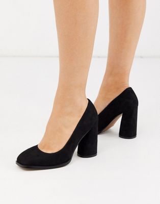 square toe block heel shoes