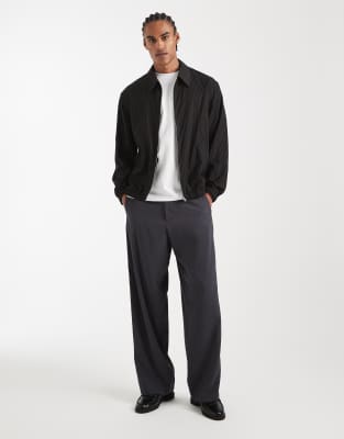 Asos Design Pinstripe Jacket In Black
