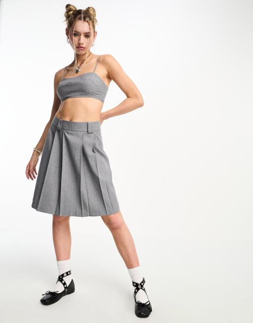 Grey pleated shop skirt asos