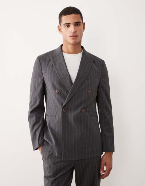 ASOS DESIGN pinstripe relaxed suit jacket in charcoal - view 1