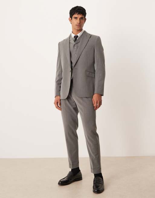 ASOS DESIGN pinstripe slim fit jacket in charcoal, 2 of 5