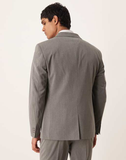 ASOS DESIGN pinstripe slim fit jacket in charcoal, 3 of 5
