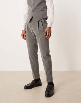 ASOS DESIGN pinstripe tapered suit trouser in charcoal-Grey