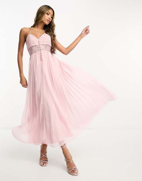 Baby pink wedding guest outfits sale