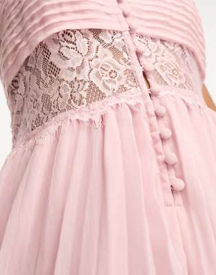 Blush pink strappy sales lace midi dress