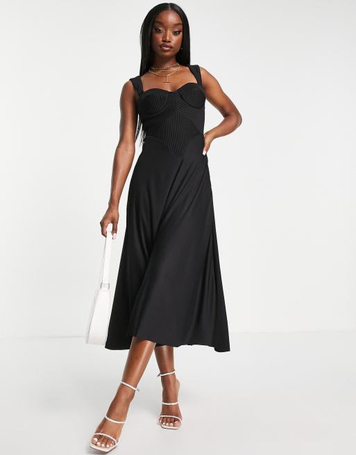 ASOS DESIGN strappy corset maxi dress in black