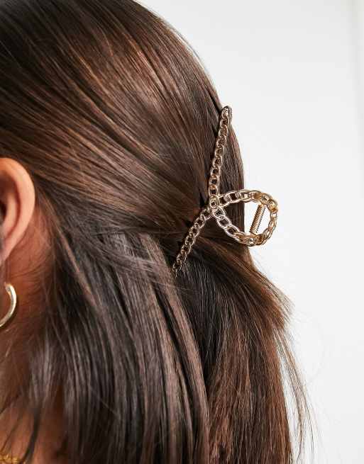 ASOS DESIGN - Pinza per capelli a catena colore oro