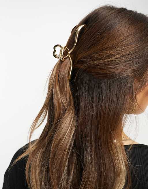 ASOS DESIGN - Pinza per capelli colore oro con design a cuore