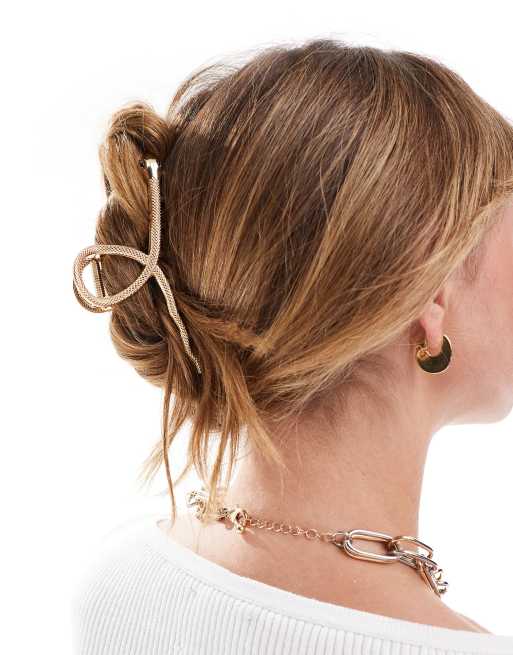 ASOS DESIGN - Pinza per capelli colore oro con design a serpente