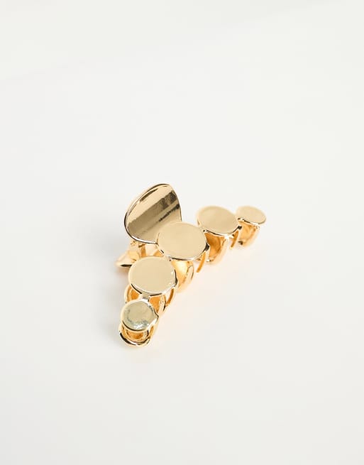 ASOS DESIGN - Pinza per capelli in metallo color oro con design a dischi