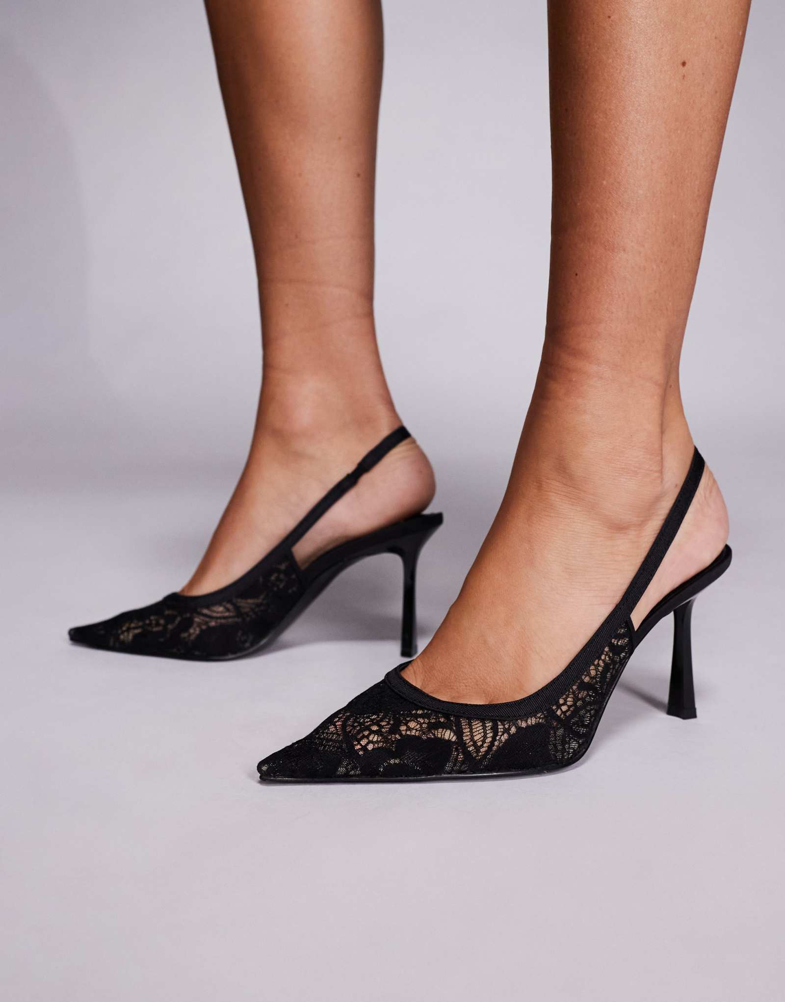 Дизайнерские туфли на высоком каблуке Piper slingback от ASOS с черным кружевом