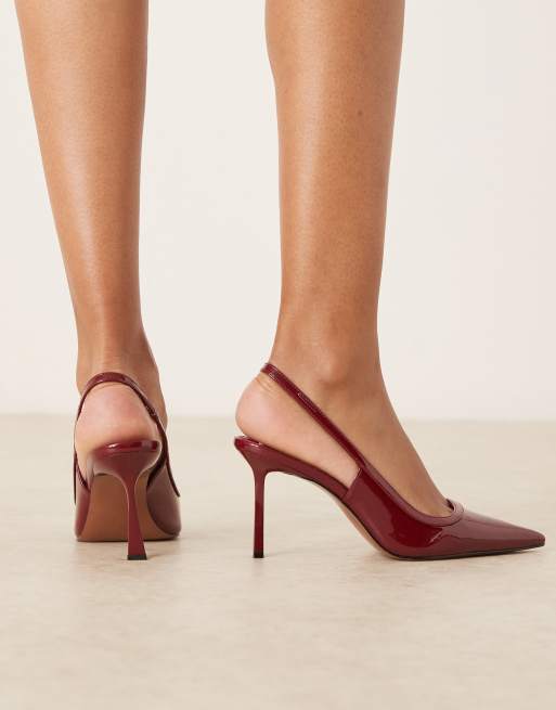 ASOS DESIGN Piper slingback high heel shoes in dark red patent