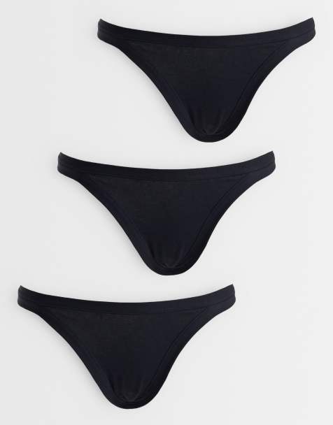 ASOS DESIGN – Pippa – 3er-Pack Brasilianische Tangas in Schwarz in Stil der 90er - view 1