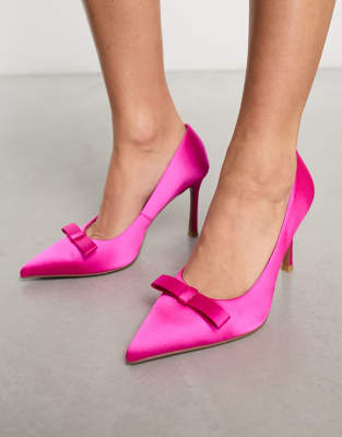 ASOS DESIGN - Pippa - Hohe Schuhe in Rosa mit Schleifendetail