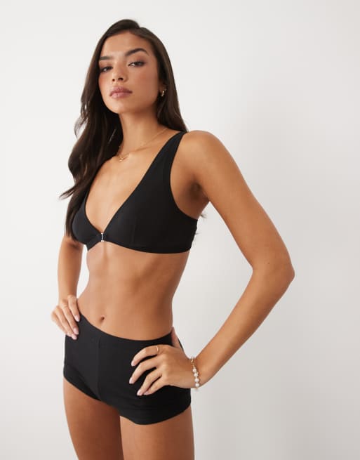 ASOS DESIGN - Pippa - Reggiseno morbido nero con chiusura frontale e coppe alte, 3 di 4