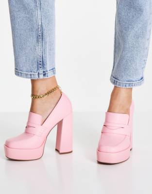 pink platform loafers