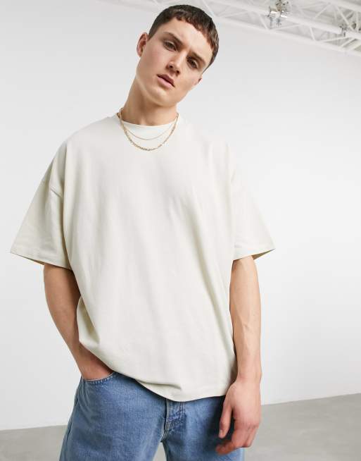 ASOS DESIGN pique oversized T-shirt in beige