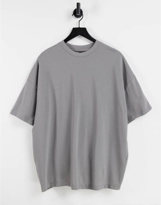 Asos Design Pique Oversized T Shirt In Washed Black Asos