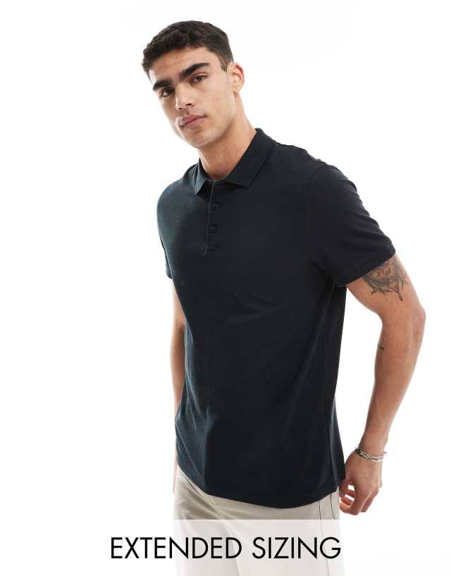 ASOS DESIGN pique polo in black