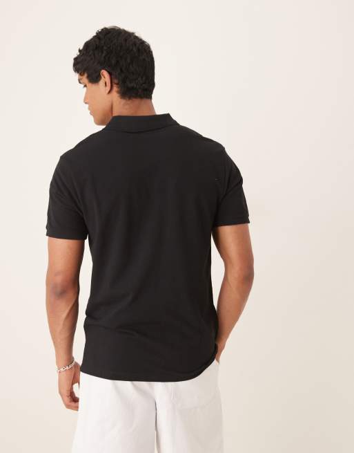 ASOS DESIGN pique polo in black