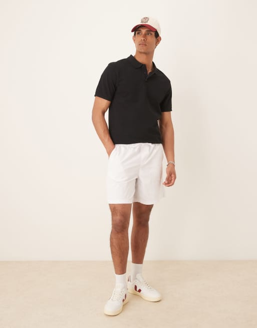 ASOS DESIGN pique polo in black