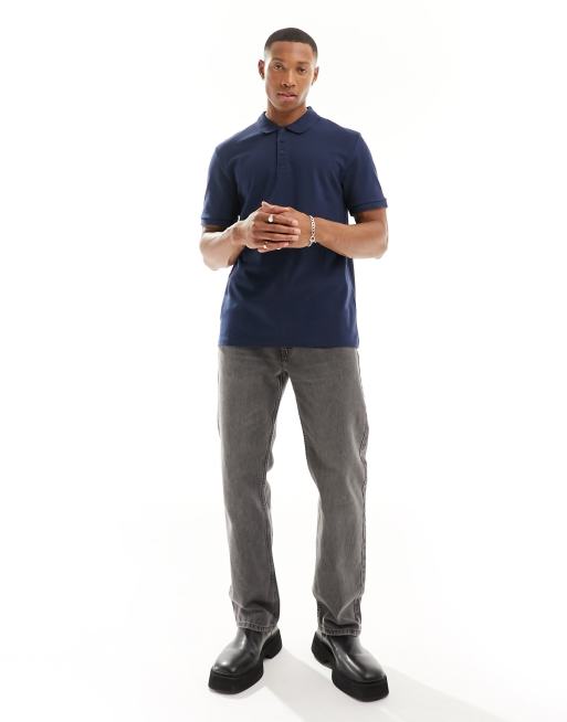ASOS DESIGN pique polo in blue ASOS