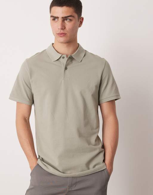 ASOS DESIGN pique polo in khaki