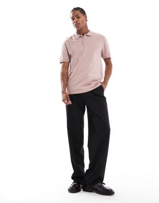 Asos Design Pique Polo In Pink