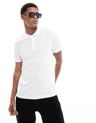 Asos Design Pique Polo In White