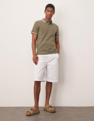Asos Design Pique Polo With White Tipping