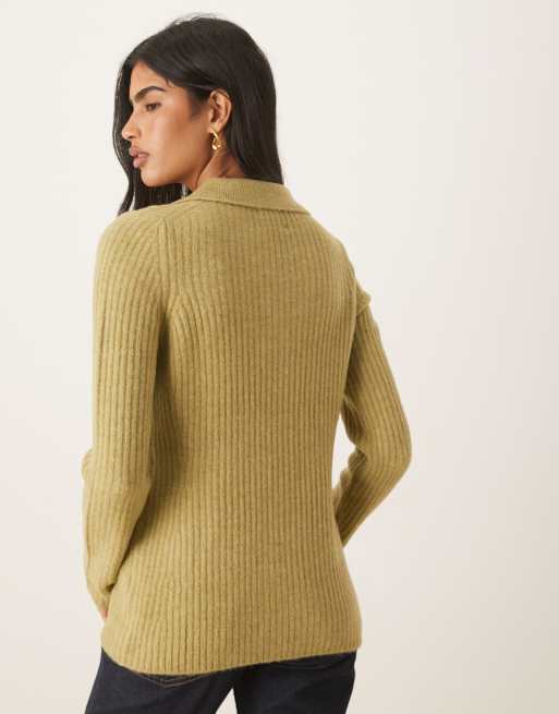 ASOS DESIGN - Pistaciefarvet og tætsiddende longline-skjorte i strik, 3 af 4