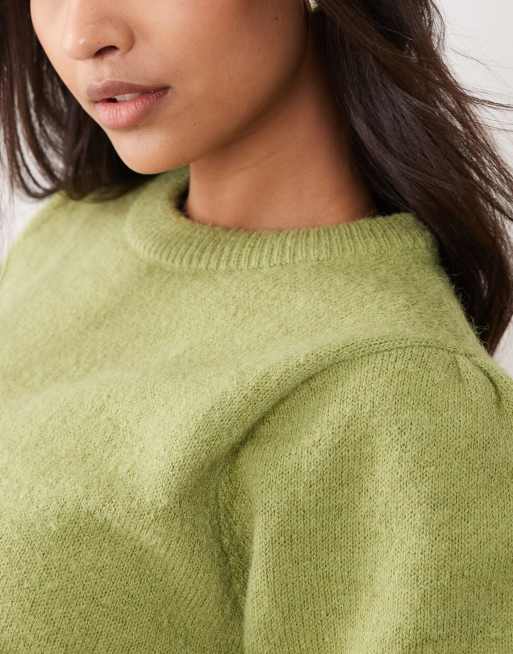 ASOS DESIGN - Pistaciegrøn kortærmet striktop med indsyet talje, 3 af 4