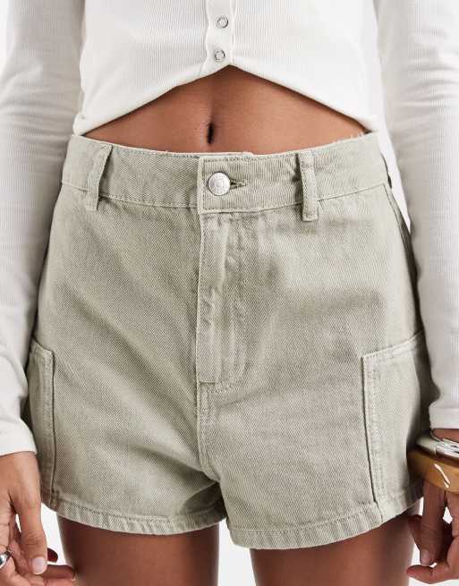 ASOS DESIGN – Pistacjowe jeansowe szorty z zakładkami, 4 z 5