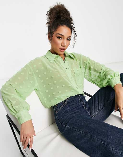 ASOS DESIGN – Pistacjowozielona koszula oversize z tkaniny dobby