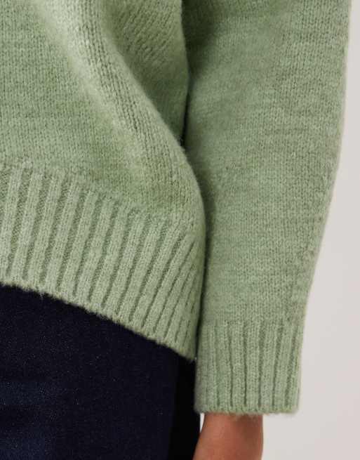 ASOS DESIGN – Pistacjowy sweter oversize z okrągłym dekoltem i zaokrąglonym dołem, 3 z 4